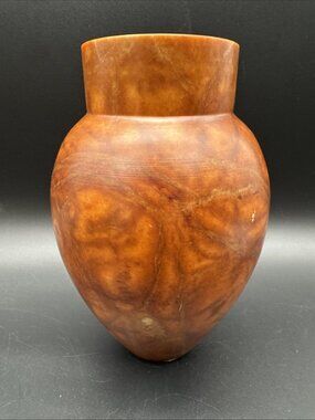 Genuine Volterra Amber Alabaster Ducceschi Hand Carve Italy Vase 7” READ